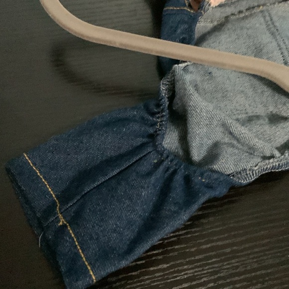 Denim/Pink Stripped Dog Onesie Outfit - Picture 7 of 9